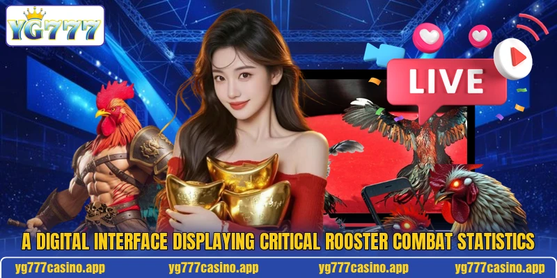 A digital interface displaying critical rooster combat statistics