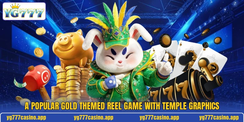A popular gold themed reel game with temple graphics A popular gold themed reel game with temple graphics