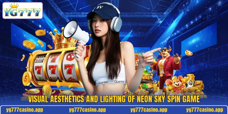 Visual aesthetics and lighting of Neon Sky Spin game